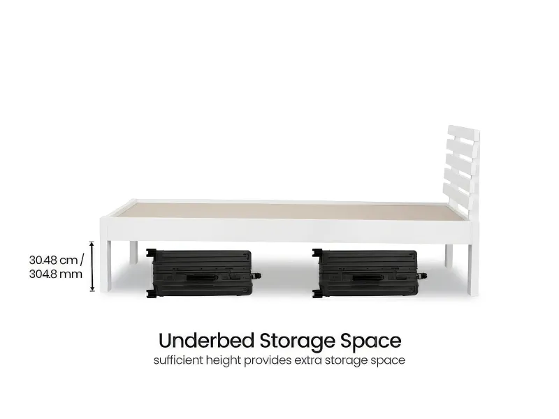 Alexa Solid Wood Single Bed in White Finish